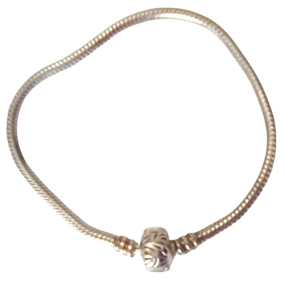 Long Way S925 Sterling Silver Snake Cord Charm Bracelet